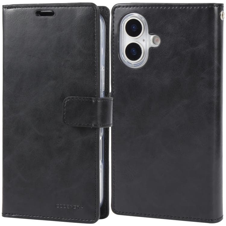 For iPhone 17 GOOSPERY MANSOOR DIARY 9 Card Slots Leather Phone Case(Black) - Immagine 1