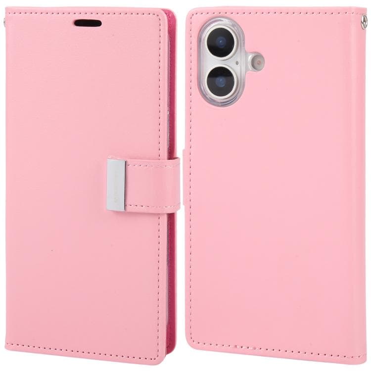 For iPhone 17 GOOSPERY RICH DIARY Crazy Horse Texture Leather Phone Case(Pink) - Immagine 1