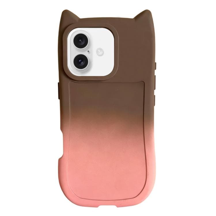 For iPhone 17 Gradient Cat Ear Design TPU Phone Case(Brown Pink) - Immagine 1