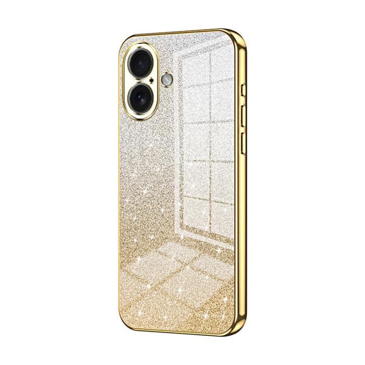 For iPhone 17 Gradient Glitter Powder Electroplated Phone Case(Gold) - Immagine 1