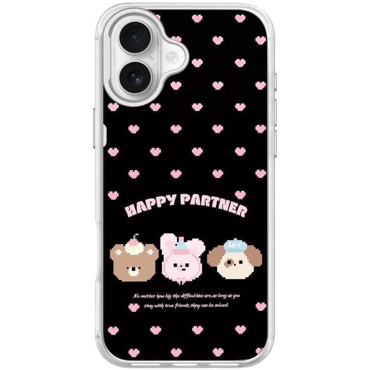 For iPhone 17 Happy Partner Pattern Magnetic Phone Case(Transparent White) - Immagine 1
