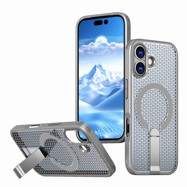 For iPhone 17 Honeycomb Cooling MagSafe Holder Phone Case(Titanium Grey) - Immagine 1