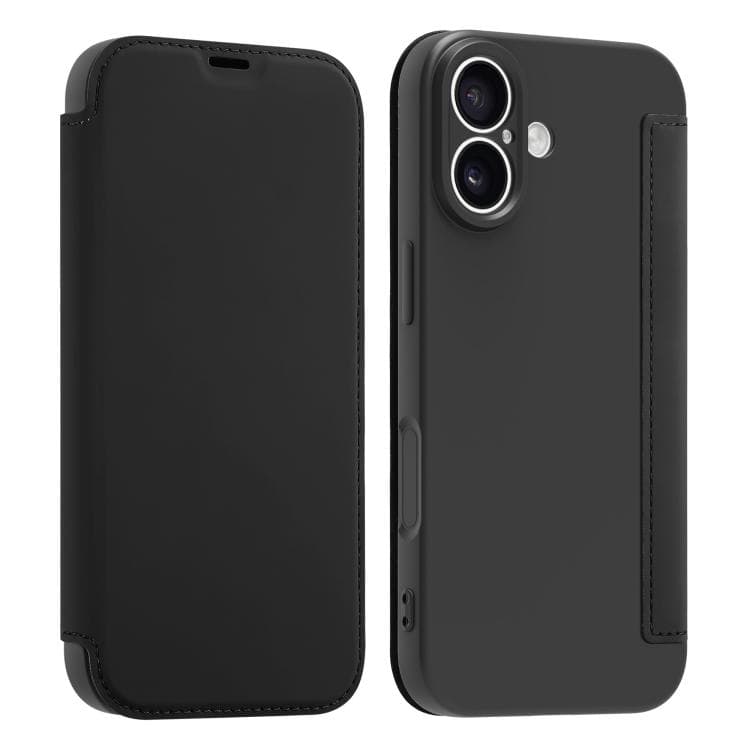 For iPhone 17 Imitate Liquid Skin Feel Leather Phone Case with Card Slots(Black) - Immagine 1