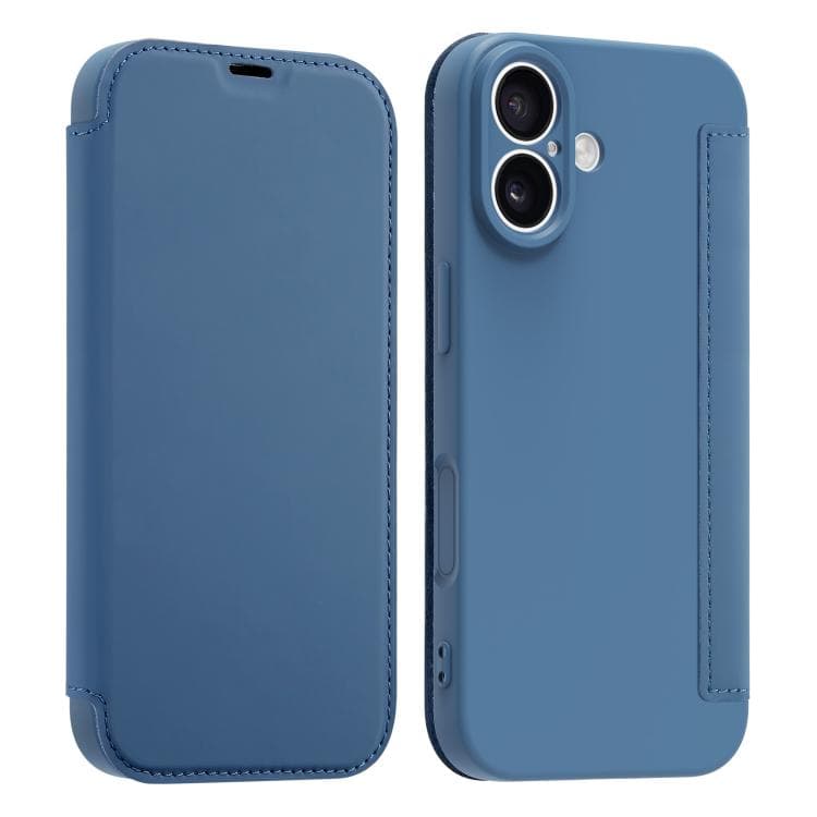 For iPhone 17 Imitate Liquid Skin Feel Leather Phone Case with Card Slots(Blue) - Immagine 1