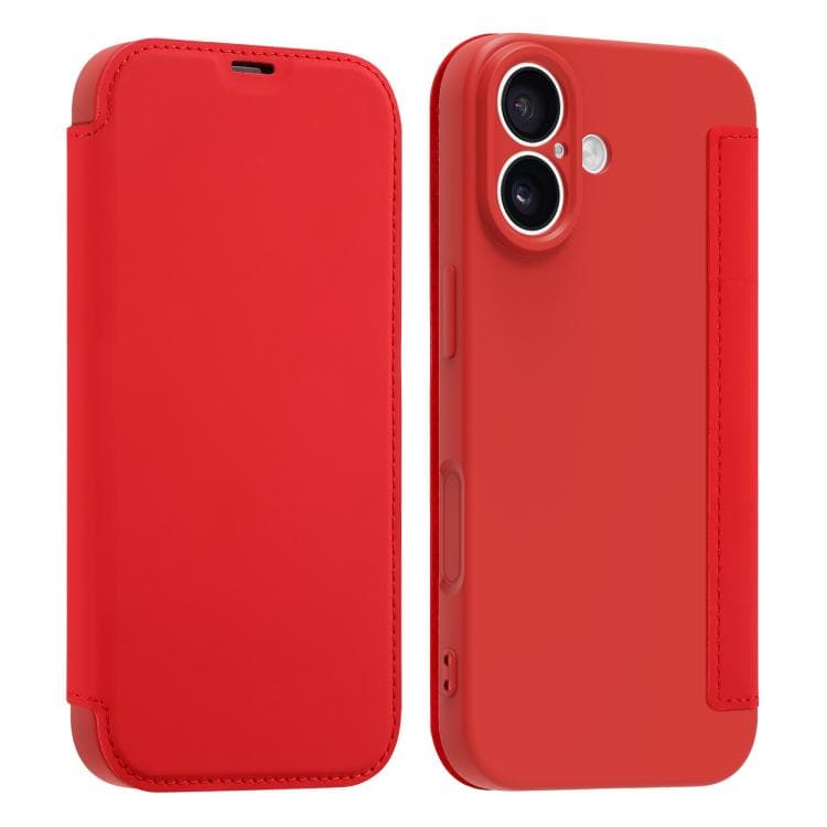 For iPhone 17 Imitate Liquid Skin Feel Leather Phone Case with Card Slots(Red) - Immagine 1