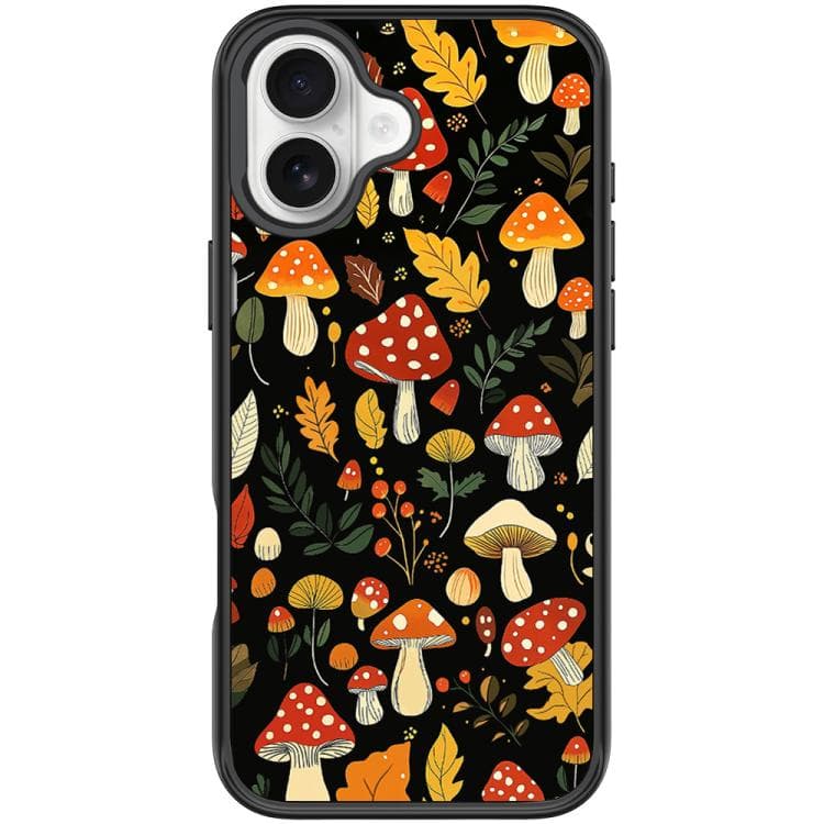For iPhone 17 Jungle Mushrooms Pattern Magnetic Phone Case(Black)