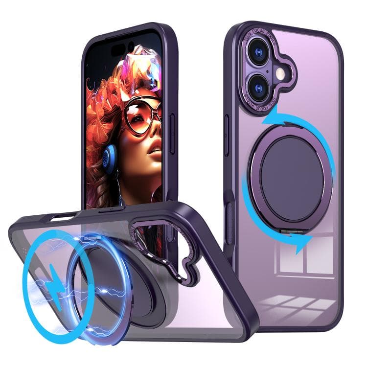 For iPhone 17 Kalebol 360-degree Rotating MagSafe Magnetic Holder Phone Case(Purple) - Immagine 1