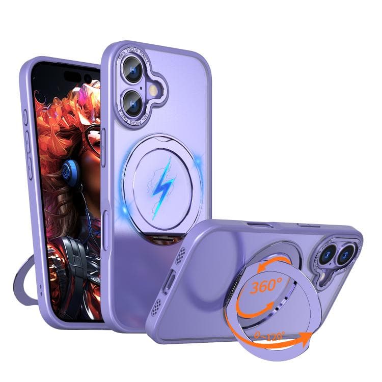 For iPhone 17 kalebol MagSafe Metal Ring Holder Phone Case(Light Purple) - Immagine 1