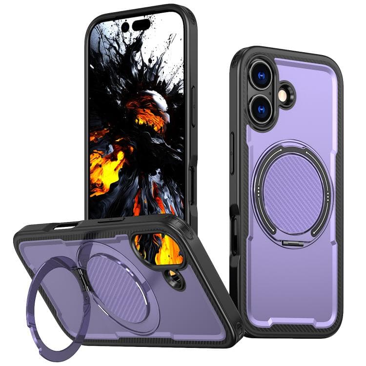 For iPhone 17 kalebol Metal 360 Degree Rotation Holder MagSafe Phone Case(Purple) - Immagine 1