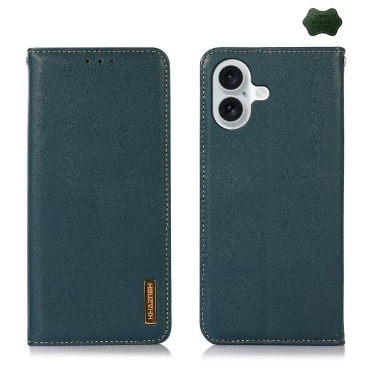 For iPhone 17 KHAZNEH Nappa Top Layer Cowhide Leather Phone Case(Green) - Immagine 1