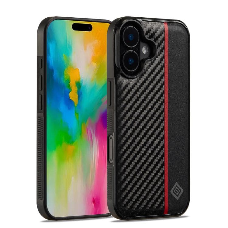 For iPhone 17 LC.IMEEKE 3 in 1 Carbon Fiber Texture Shockproof Phone Case(Black) - Immagine 1