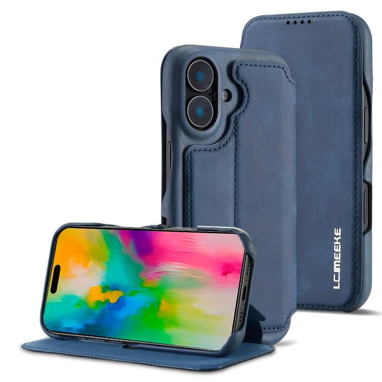 For iPhone 17 LC.IMEEKE Hon Ancient Series Flip Leather Phone Case(Blue) - Immagine 1