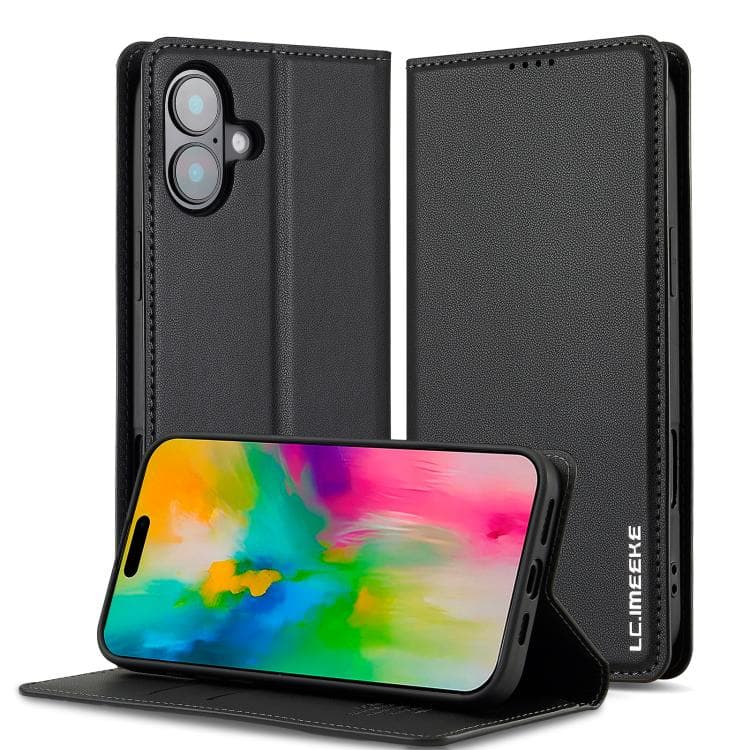 For iPhone 17 LC.IMEEKE L1 Series Frosted Fine Texture PU Phone Case(Black) - Immagine 1