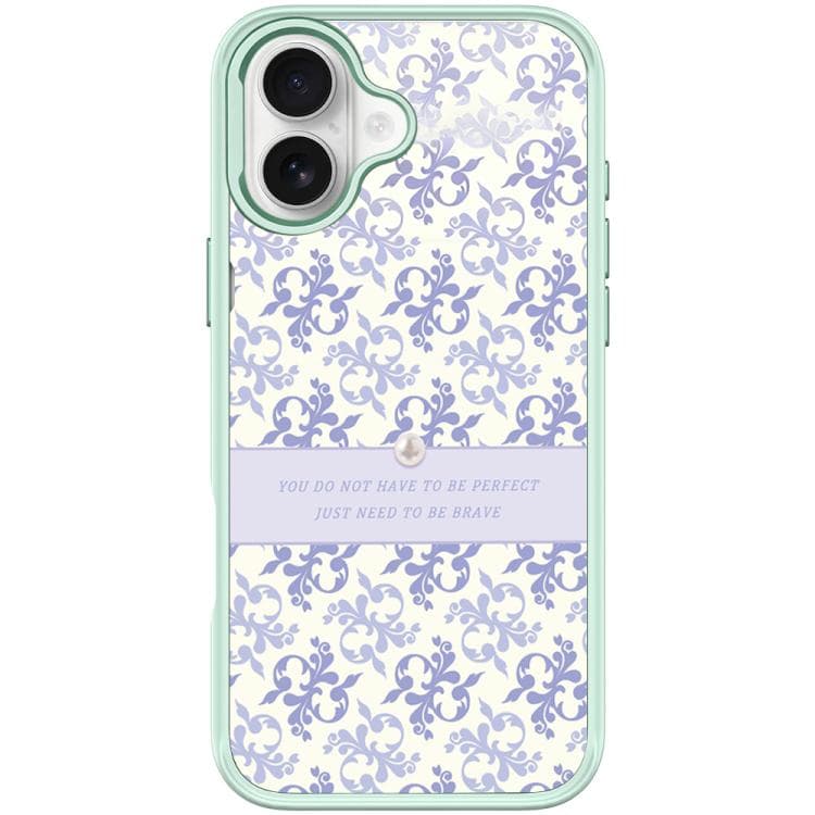 For iPhone 17 Light Purple Flower Pattern Magnetic Phone Case(Light Green)
