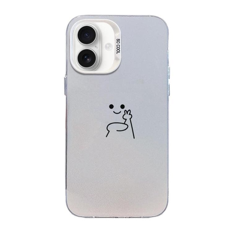 For iPhone 17 Little Man Gestures Colored Silver Frosted PC Hybrid TPU Phone Case(Little Man Biye) - Immagine 1