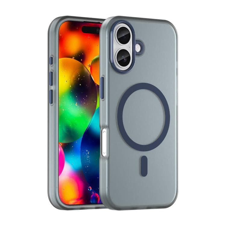 For iPhone 17 MagSafe Frosted Translucent TPU + PC Full Coverage Phone Case(Dark Blue) - Immagine 1