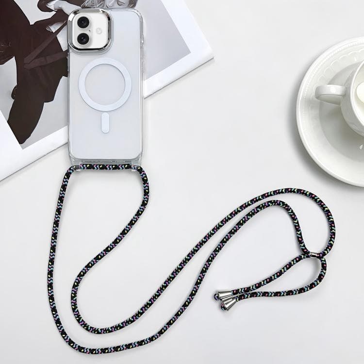 For iPhone 17 MagSafe Magnetic PC + TPU Phone Case with Lanyard(Colorful Black) - Immagine 1
