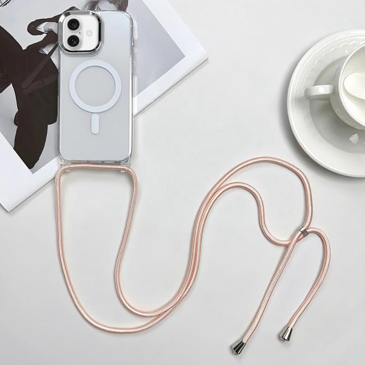 For iPhone 17 MagSafe Magnetic PC + TPU Phone Case with Lanyard(Pink Gold) - Immagine 1