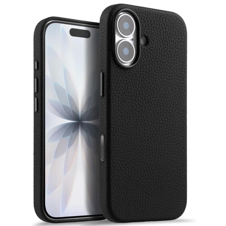For iPhone 17 melkco Litchi Texture Magnetic Full Coverage Genuine Leather Phone Case with AI Button(Black) - Immagine 1
