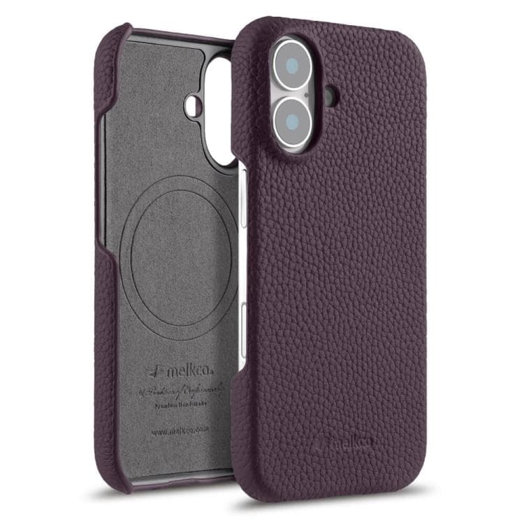 For iPhone 17 melkco Litchi Texture Magnetic Half Coverage Genuine Leather Phone Case(Dark Purple) - Immagine 1