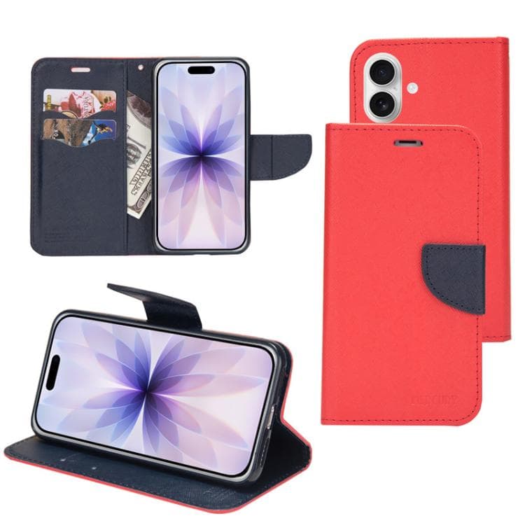 For iPhone 17 Mercury Contrast Color Splicing Leather Phone Case(Red) - Immagine 1
