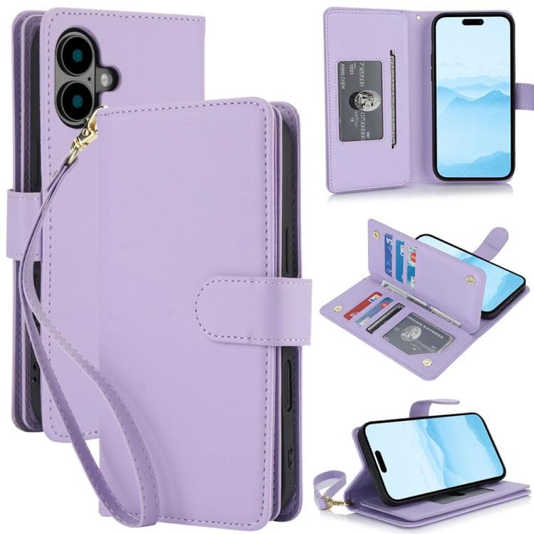 For iPhone 17 Multi-Card Wallet RFID Leather Phone Case(Light Purple) - Immagine 1