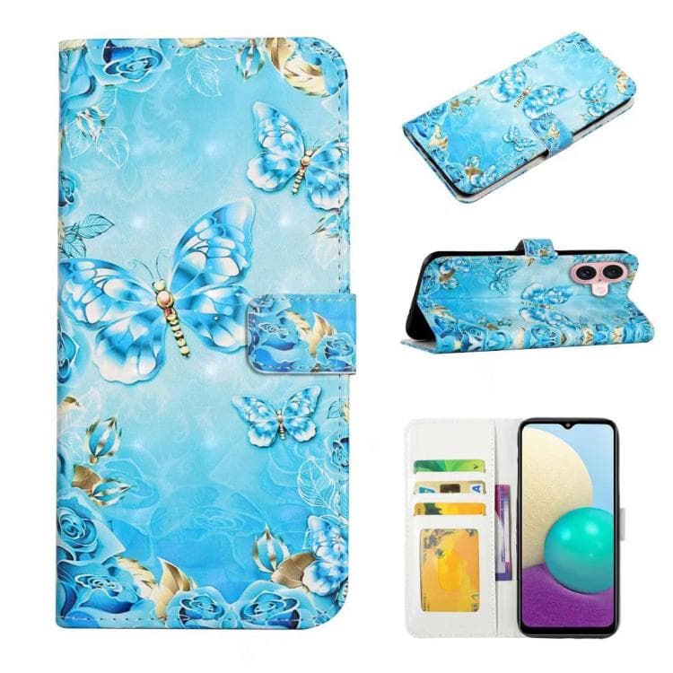 For iPhone 17 Oil Embossed 3D Drawing Leather Phone Case(Blue Butterflies) - Immagine 1