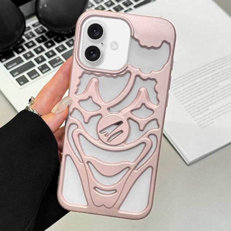 For iPhone 17 Oil Spraying Hollow Out Clown Heat Dissipation TPU Phone Case(Pink) - Immagine 1