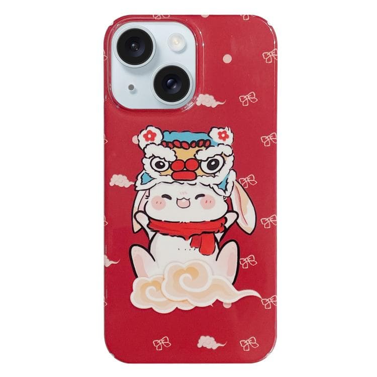 For iPhone 17 Painted Pattern PC Phone Case(Bunny Red) - Immagine 1