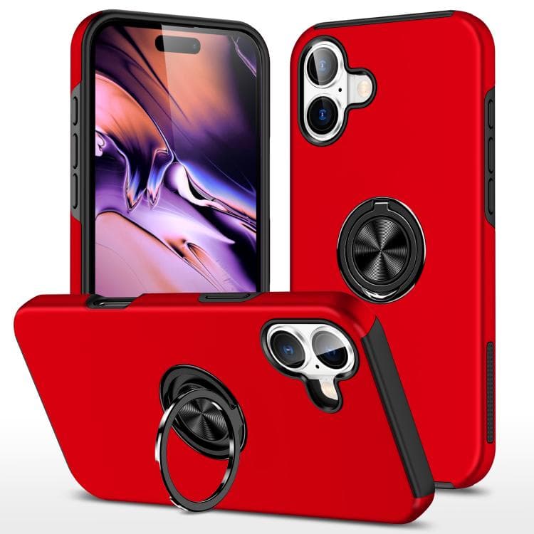 For iPhone 17 PC + TPU Magnetic Phone Case with Invisible Ring Holder(Red) - Immagine 1