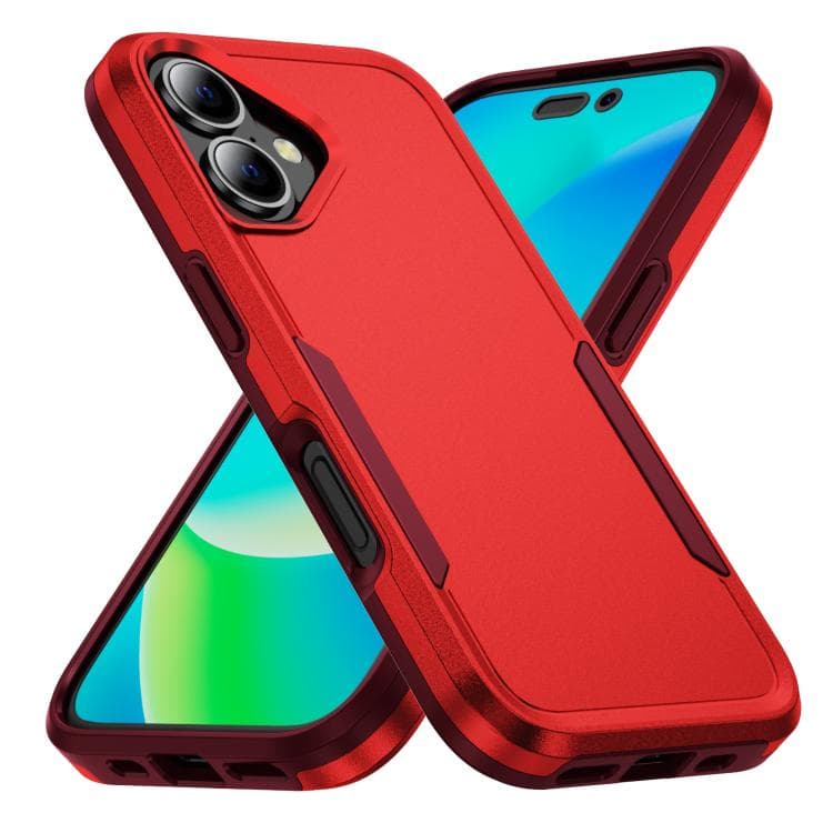 For iPhone 17 Pioneer Armor Heavy Duty PC + TPU Phone Case(Red+Rose Red) - Immagine 1