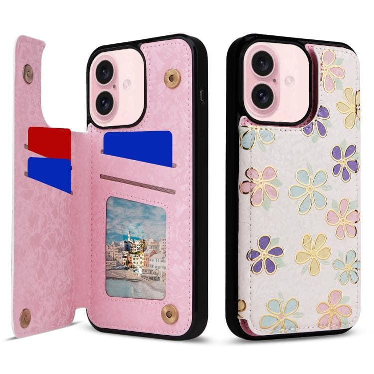 For iPhone 17 Printed Double Buckle RFID Anti-theft Phone Case(Blossoming Flowers) - Immagine 1