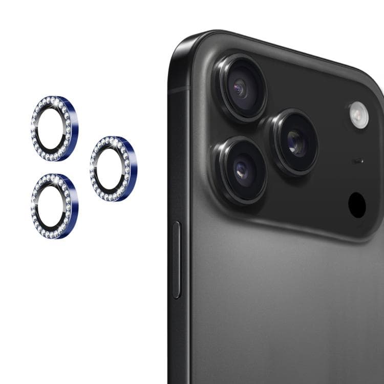 For iPhone 17 Pro / 17 Pro Max ENKAY AR Anti-reflection Individual Diamond Ring Camera Lens Glass Full Film(Deep Blue) - Immagine 1