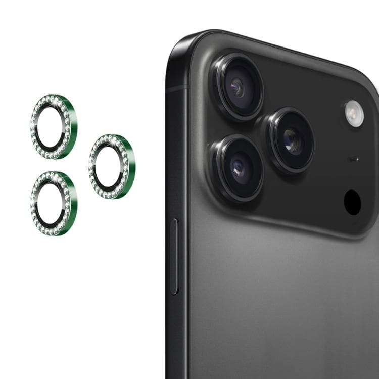 For iPhone 17 Pro / 17 Pro Max ENKAY AR Anti-reflection Individual Diamond Ring Camera Lens Glass Full Film(Deep Green) - Immagine 1