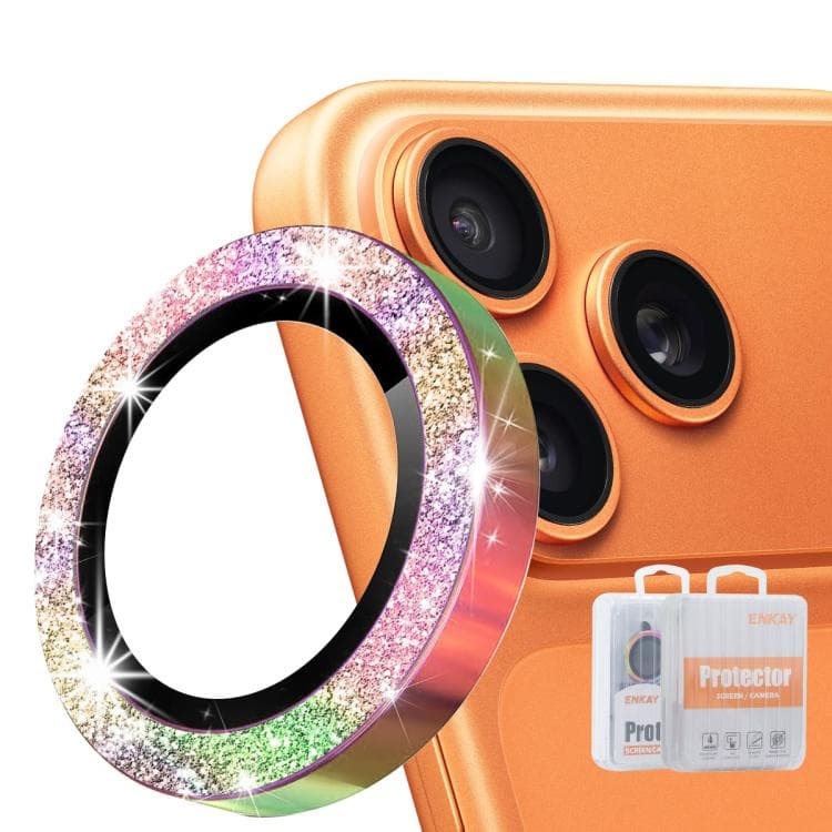 For iPhone 17 Pro / 17 Pro Max ENKAY Hat-Prince Glitter Rear Lens Aluminium Alloy Tempered Glass Film(Colorful) - Immagine 1