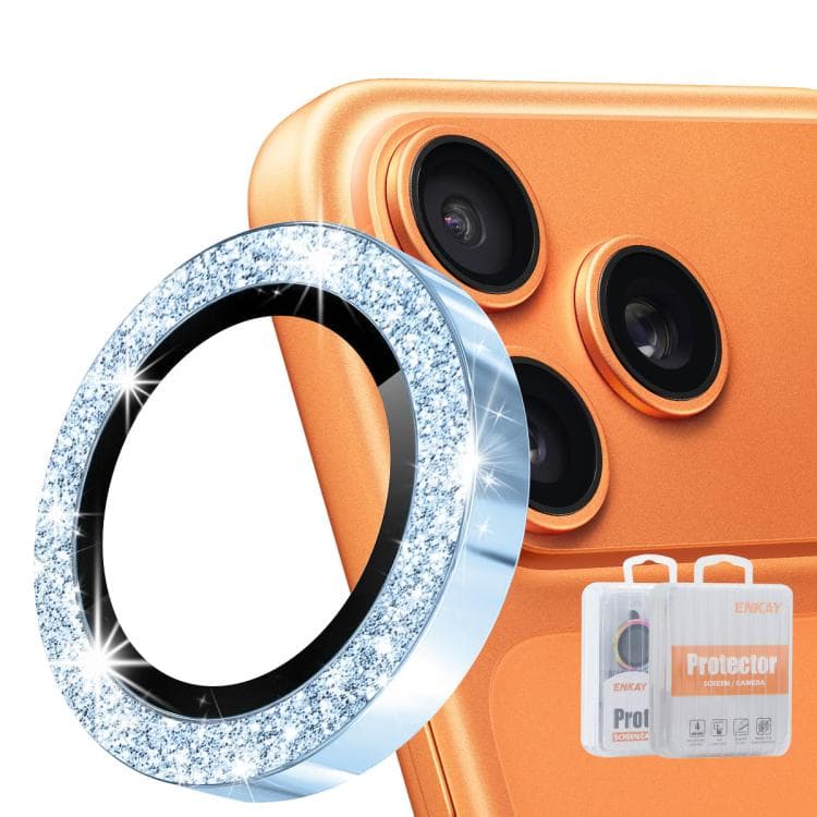 For iPhone 17 Pro / 17 Pro Max ENKAY Hat-Prince Glitter Rear Lens Aluminium Alloy Tempered Glass Film(Sierra Blue) - Immagine 1