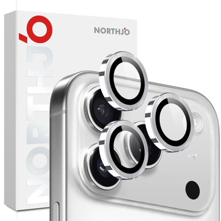 For iPhone 17 Pro / 17 Pro Max NORTHJO Camera Lens Protector CD Metal Ring Tempered Glass Film(Silver) - Immagine 1