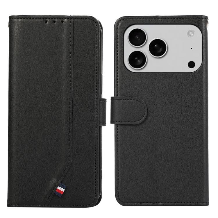 For iPhone 17 Pro ABEEL Delicate Texture Splicing RFID Leather Phone Case(Black) - Immagine 1