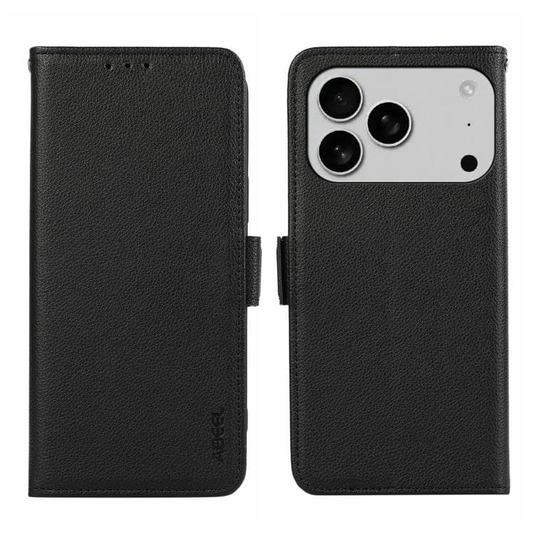 For iPhone 17 Pro ABEEL Side-Magnetic Litchi Pattern Leather RFID Phone Case(Black) - Immagine 1
