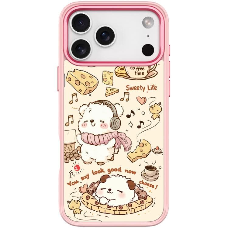 Per iPhone 17 Pro Adorabile Custodia Magnetica con Motivo Gatto Caffè (Rosa) - Immagine 1