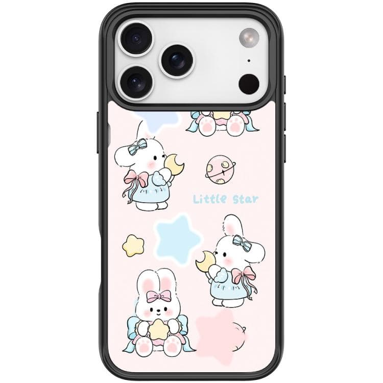 Per iPhone 17 Pro Custodia Magnetica con Motivo Adorabile Coniglio e Piccola Stella (Nero) - Immagine 1