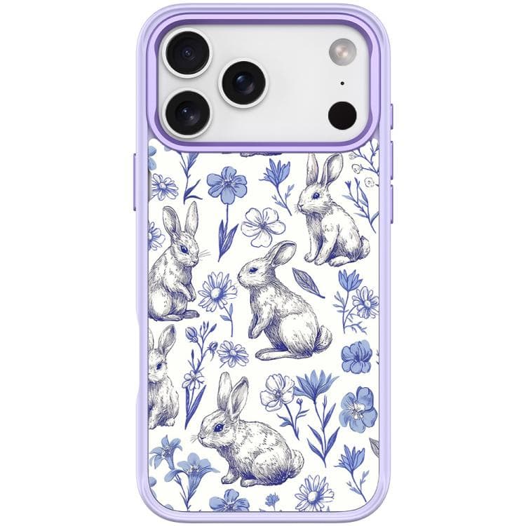 Custodia magnetica per iPhone 17 Pro con adorabile motivo a coniglio schizzato (viola chiaro) - Immagine 1