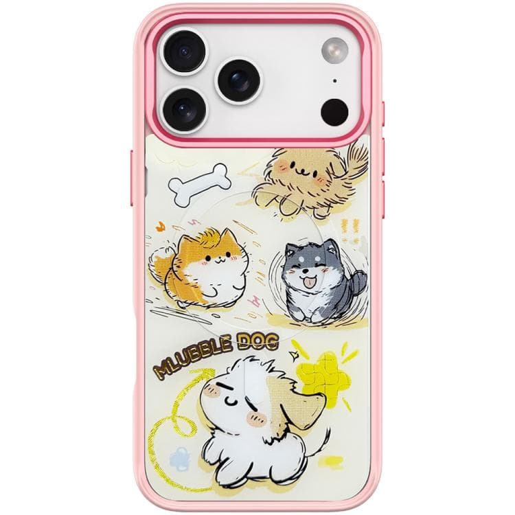 For iPhone 17 Pro Adorable Whirlwind Dog Pattern Magnetic Phone Case(Pink) - Immagine 1