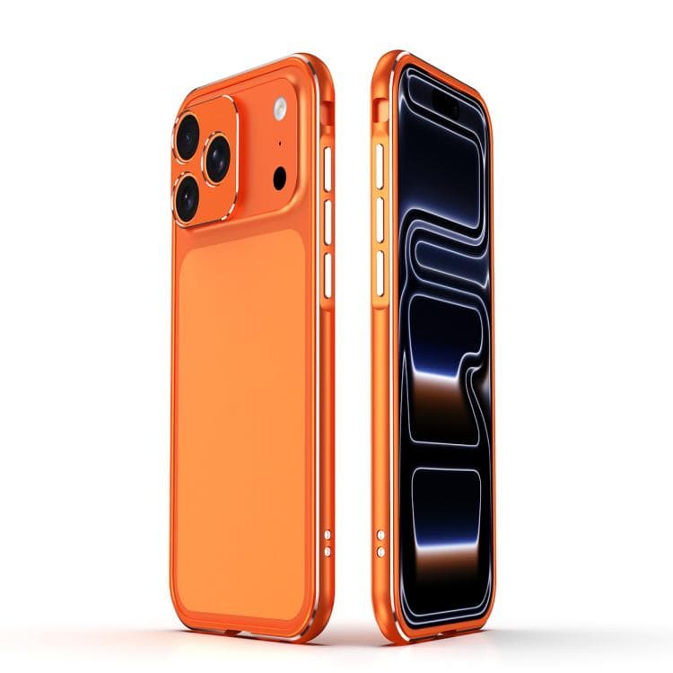 For iPhone 17 Pro Aurora Series Lens Protector + Metal Frame Phone Case(Orange Silver) - Immagine 1