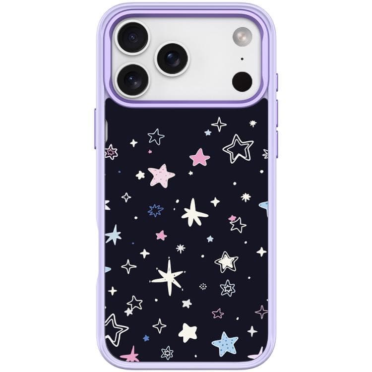 Per iPhone 17 Pro Sfondo Nero Motivo Stelle Colorate Custodia Magnetica (Viola Chiaro) - Immagine 1