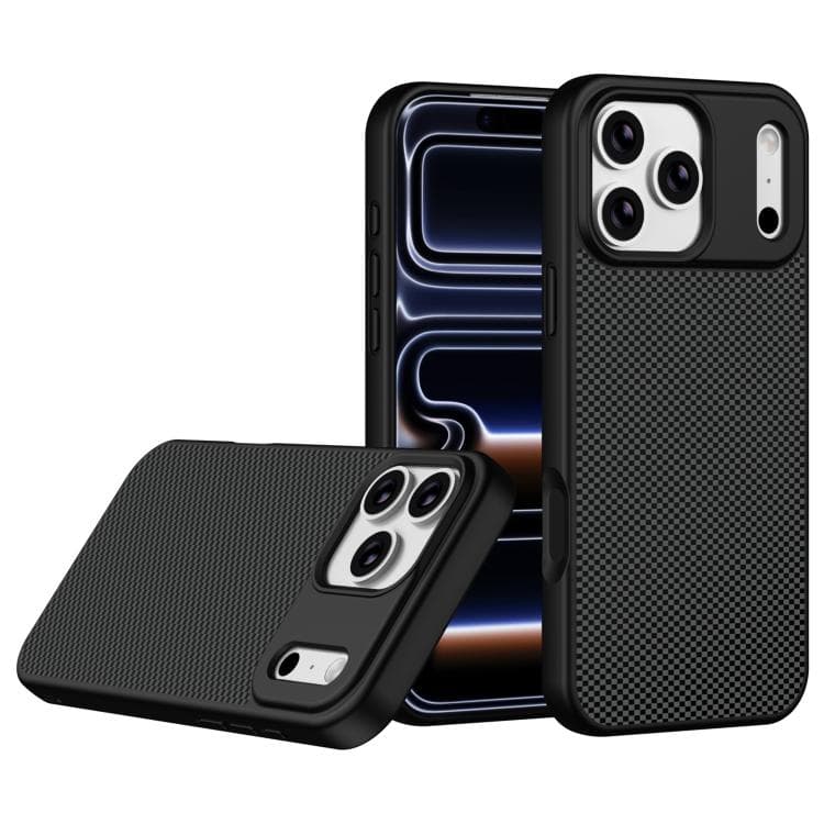 For iPhone 17 Pro Carbon Fiber Texture TPU Soft Edge Magnetic Shockproof Phone Case(Black) - Immagine 1