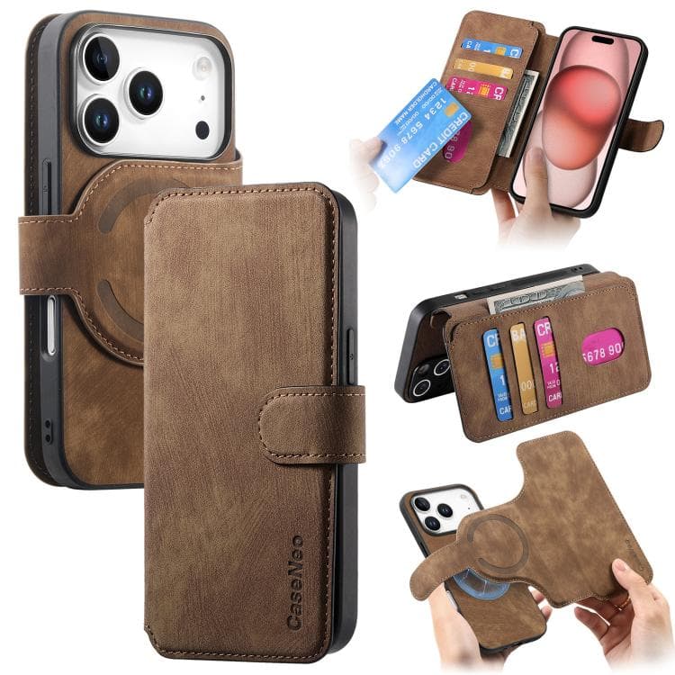 For iPhone 17 Pro CaseNeo MagSafe RFID Anti-theft Retro Leather Phone Case(Brown) - Immagine 1