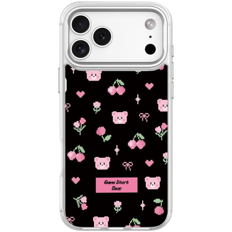 Custodia magnetica per iPhone 17 Pro con motivo a ciliegie (bianco trasparente) - Immagine 1
