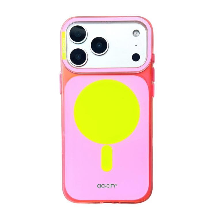 For iPhone 17 Pro CICI-CITY CH-63 Light & Shadow Solid Color Magnetic Phone Case(Pink Yellow) - Immagine 1