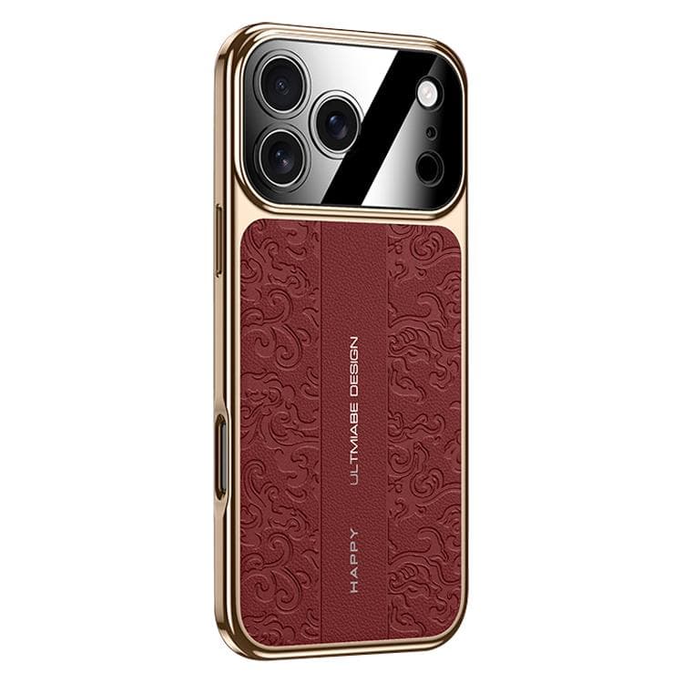 For iPhone 17 Pro Cloud Dragon Pattern Plain Leather PC Phone Case(Red) - Immagine 1